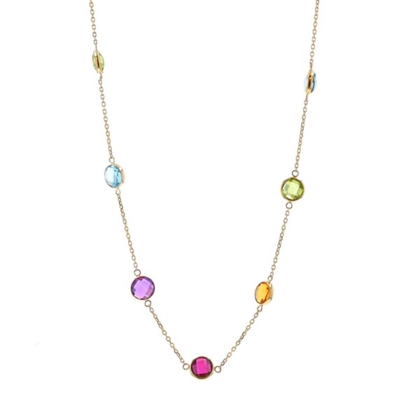 EFFY Garnet Topaz Peridot Amethyst Citrine Necklace 18" Yellow Gold 14k 10.05ctw